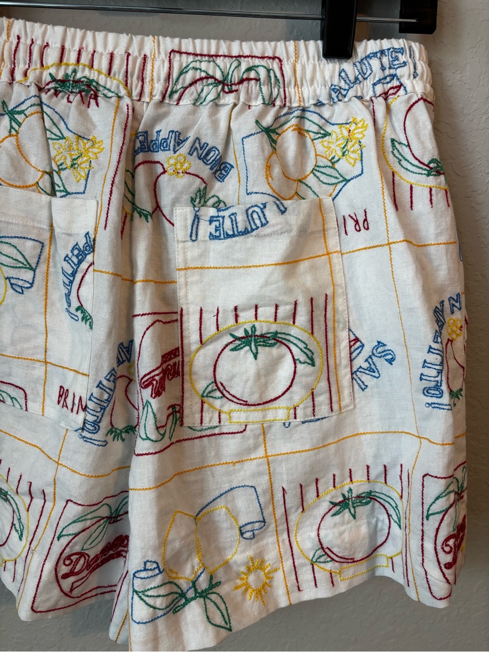 NEW Damson Madder Bon Appetito Embroidered Organic Cotton Linen Blend Shorts - Picture 7 of 9